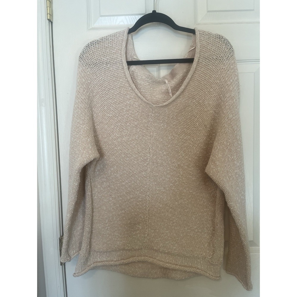 Free People Women's chamoix bright lights v-neck sweater in beige Size S
